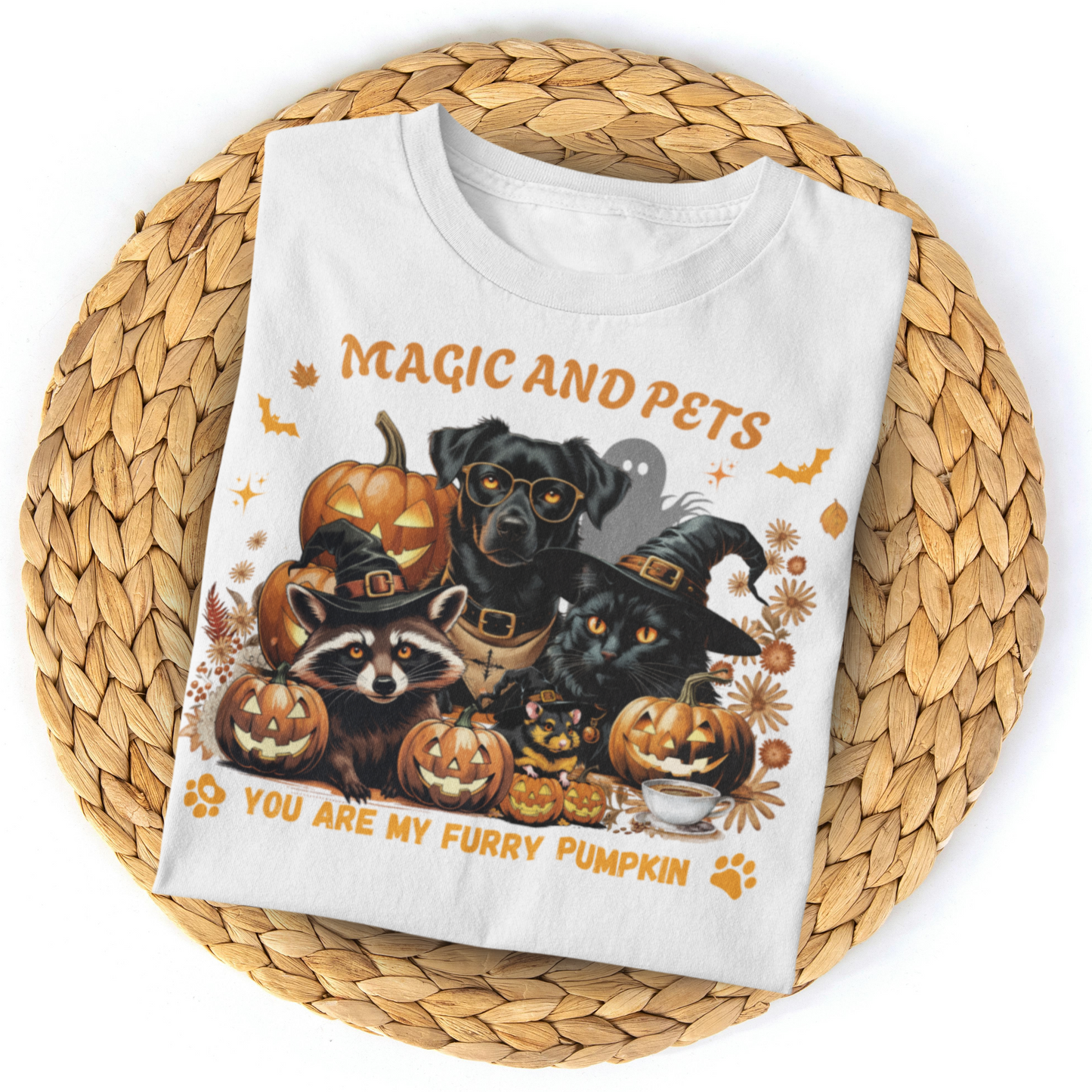 Halloween Pumpkin Pet Tee, Casual Halloween T-Shirt, Dog Lover Gift, Fall Apparel, Trick or Treat Shirt