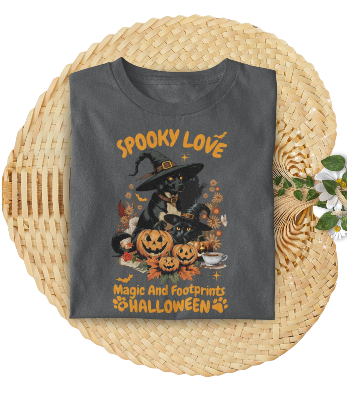 Halloween Spooky Love Tee, Unisex Jersey Tee, Fun Fall Shirt, Pumpkin Shirt, Magic Footprints, Halloween Costume Top