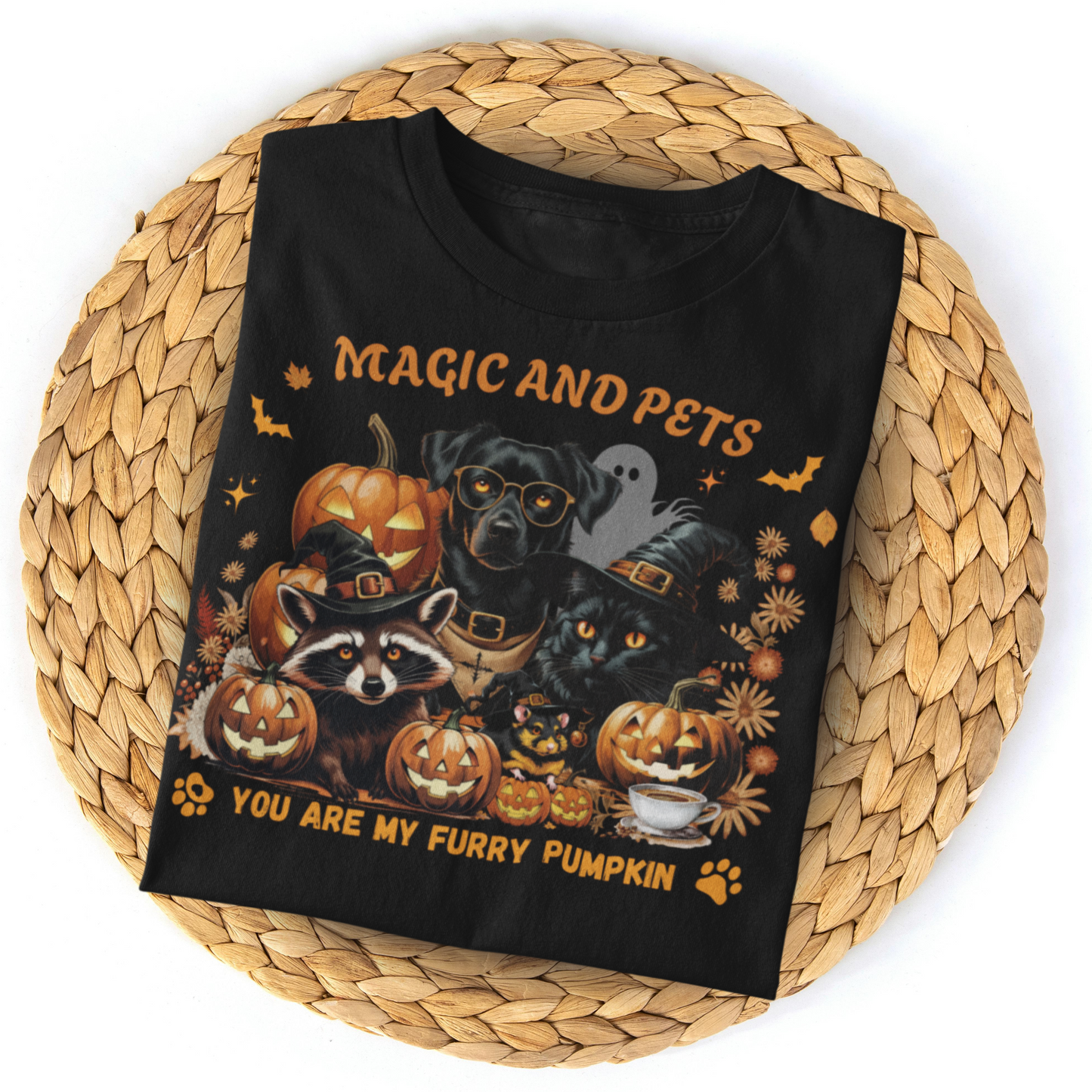 Halloween Pumpkin Pet Tee, Casual Halloween T-Shirt, Dog Lover Gift, Fall Apparel, Trick or Treat Shirt