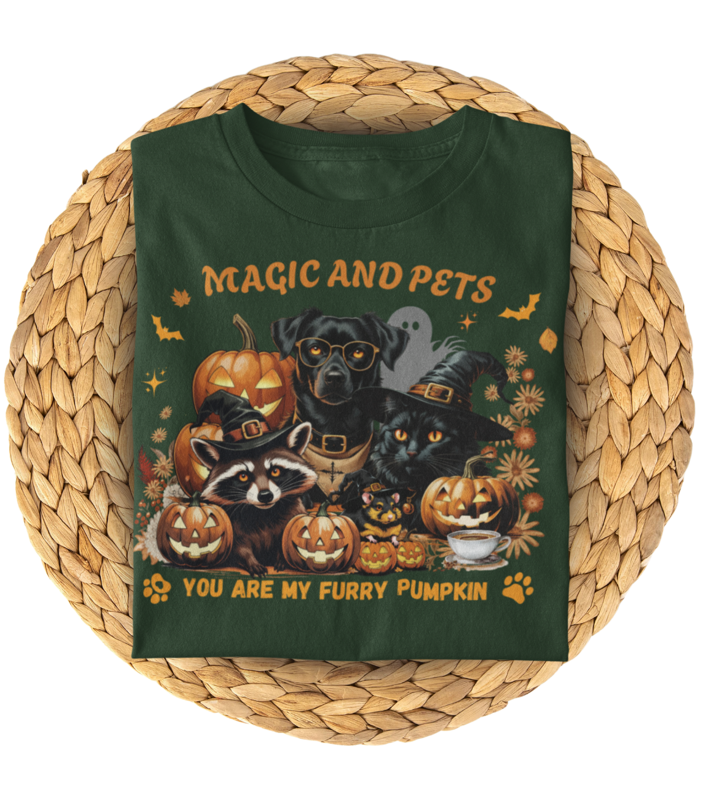 Halloween Pumpkin Pet Tee, Casual Halloween T-Shirt, Dog Lover Gift, Fall Apparel, Trick or Treat Shirt
