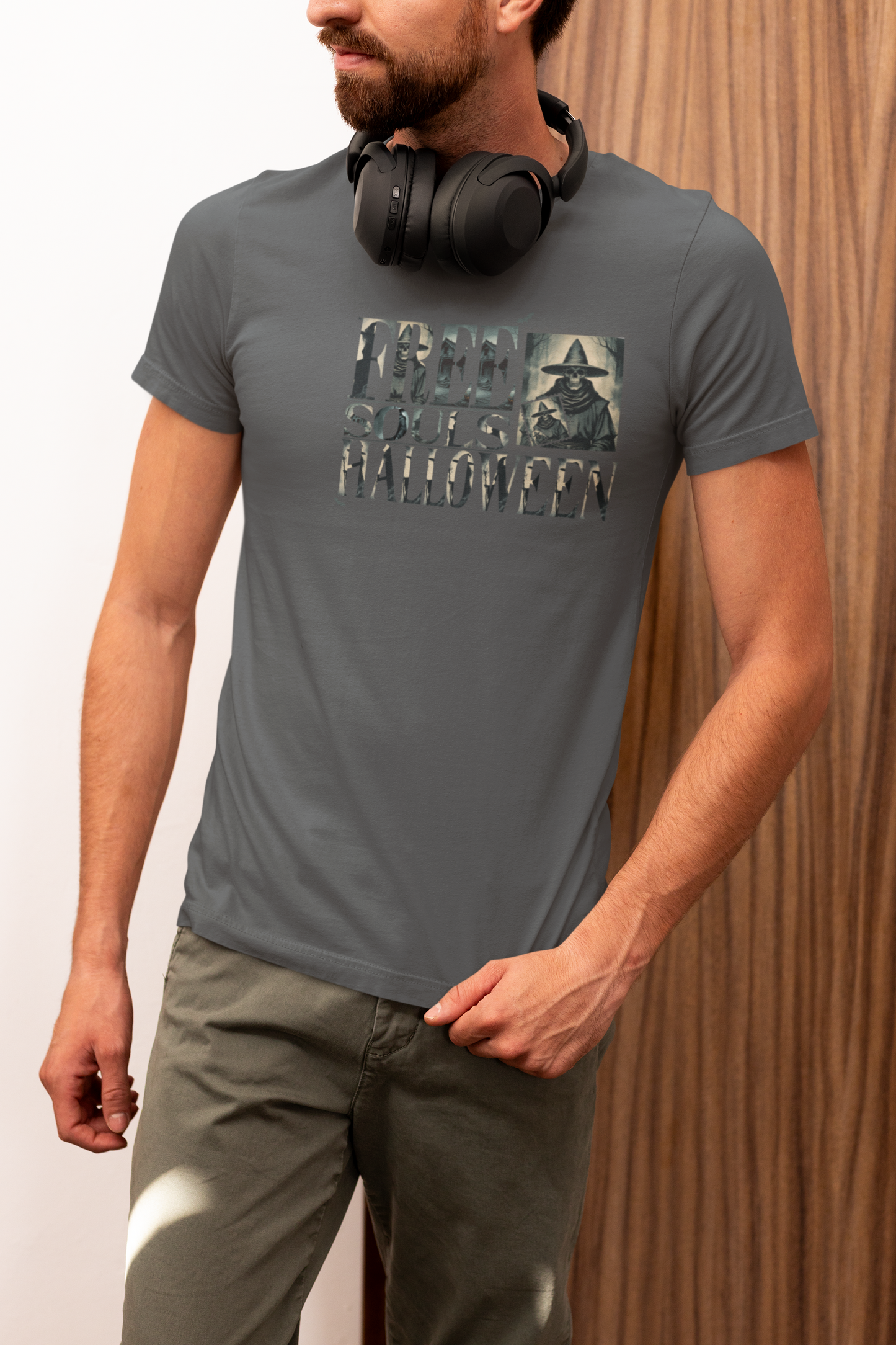 Men's Halloween T-shirt "Free Souls" - Fall Fashion with a Rebel Attitude and Free Spirit with a Gothic Touch and Wild Spirit