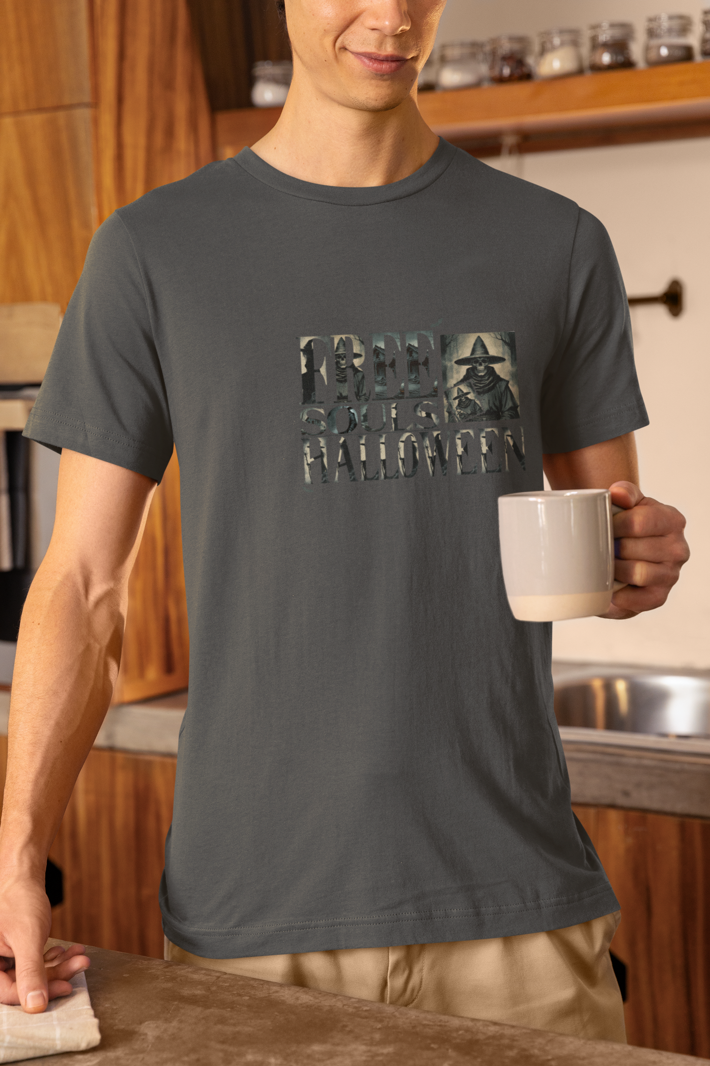 Men's Halloween T-shirt "Free Souls" - Fall Fashion with a Rebel Attitude and Free Spirit with a Gothic Touch and Wild Spirit