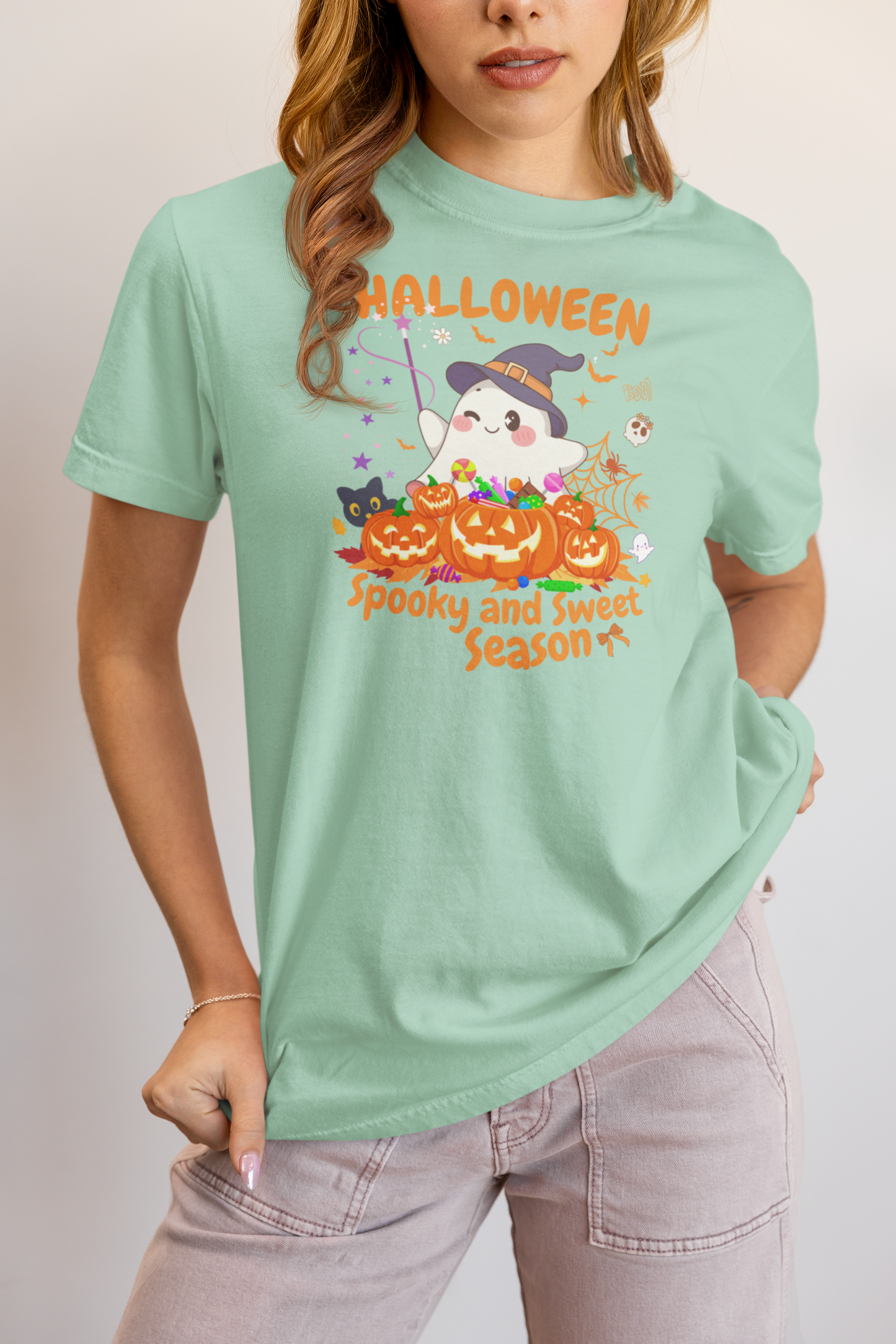 Spooky Ghost Halloween T-Shirt, Funny Halloween T-Shirt, Festive Casual Wear, Party Costume, Fall Clothes.