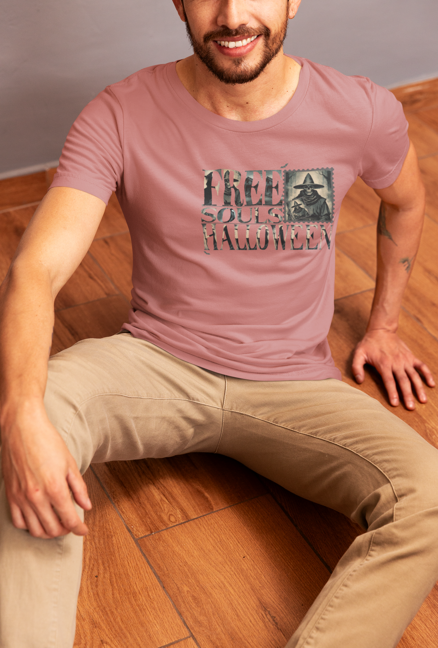 Men's Halloween T-shirt "Free Souls" - Fall Fashion with a Rebel Attitude and Free Spirit with a Gothic Touch and Wild Spirit