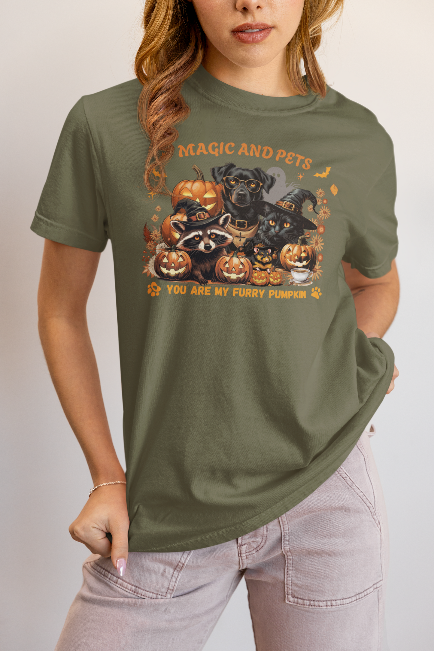 Halloween Pumpkin Pet Tee, Casual Halloween T-Shirt, Dog Lover Gift, Fall Apparel, Trick or Treat Shirt