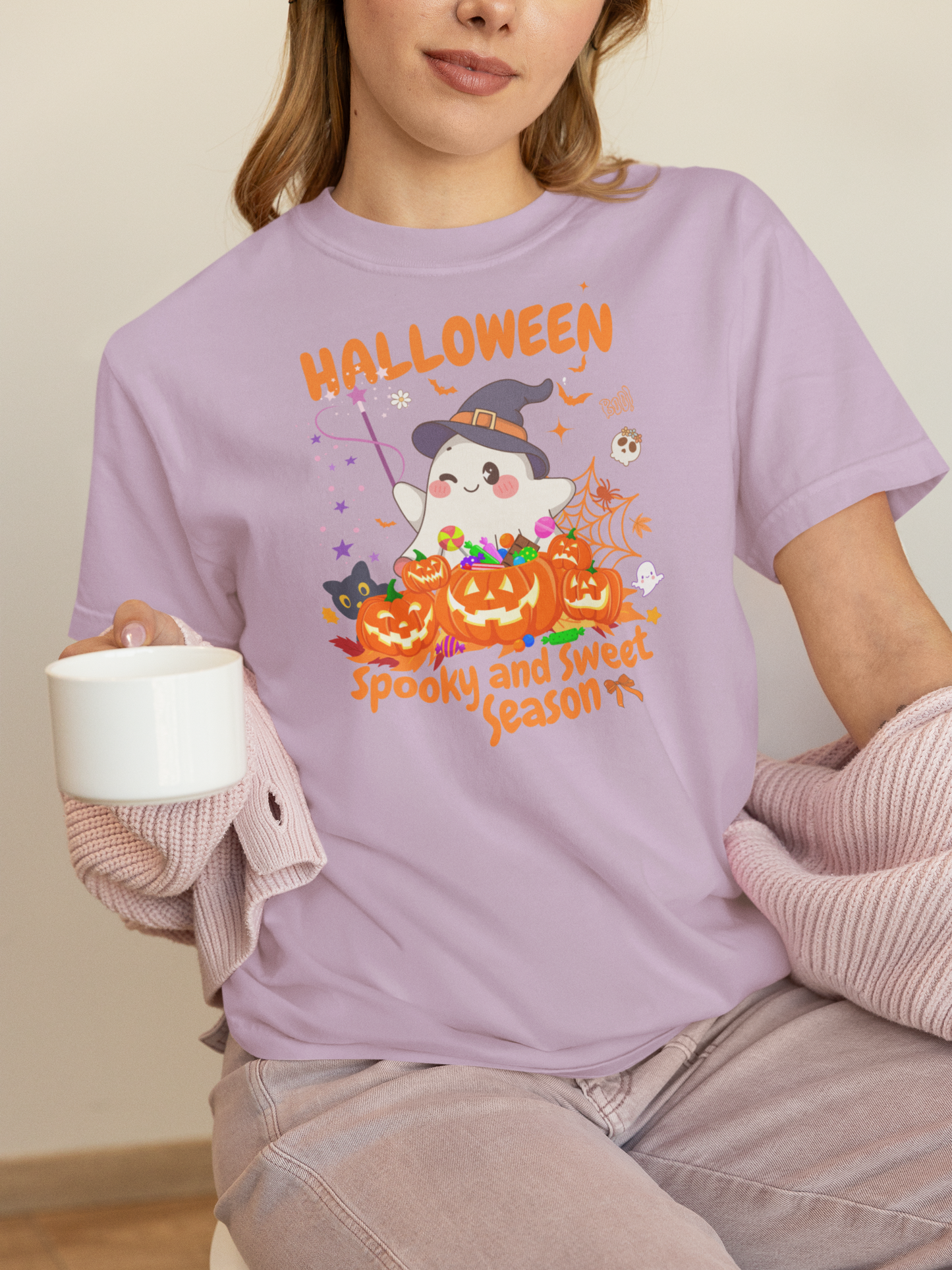 Spooky Ghost Halloween T-Shirt, Funny Halloween T-Shirt, Festive Casual Wear, Party Costume, Fall Clothes.