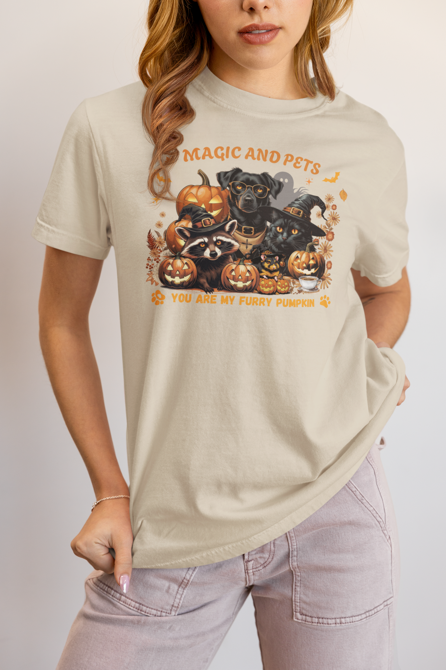 Halloween Pumpkin Pet Tee, Casual Halloween T-Shirt, Dog Lover Gift, Fall Apparel, Trick or Treat Shirt