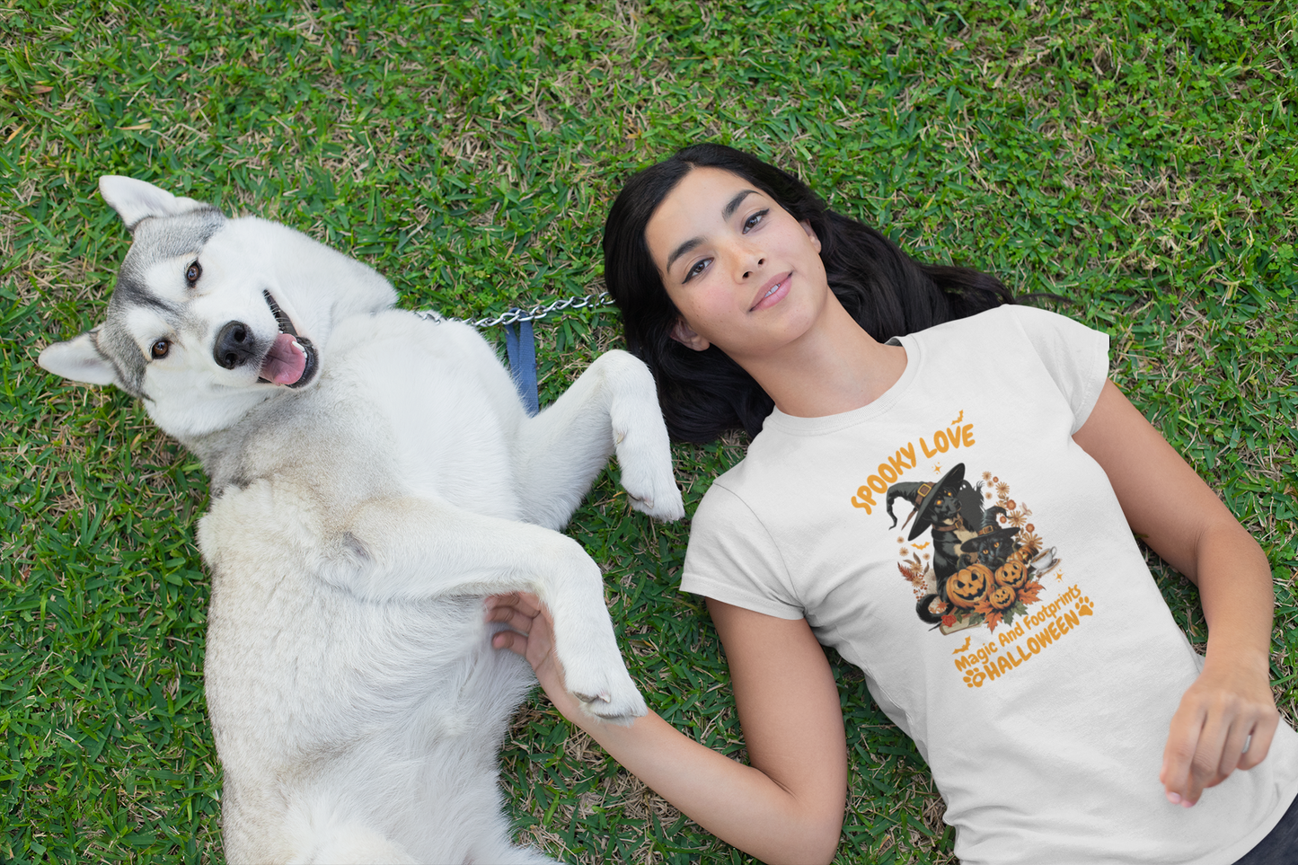 Halloween Spooky Love Tee, Unisex Jersey Tee, Fun Fall Shirt, Pumpkin Shirt, Magic Footprints, Halloween Costume Top