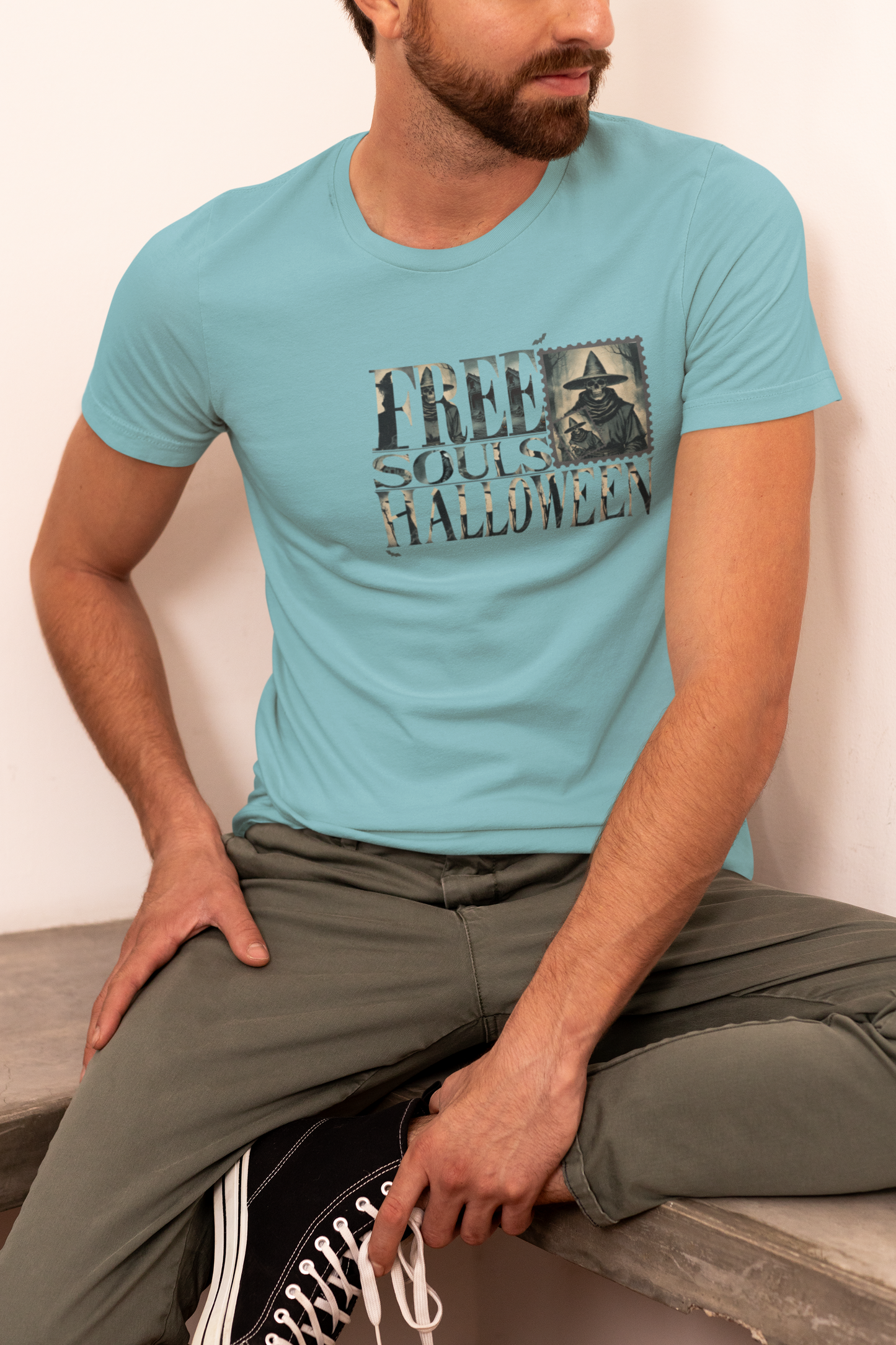 Men's Halloween T-shirt "Free Souls" - Fall Fashion with a Rebel Attitude and Free Spirit with a Gothic Touch and Wild Spirit