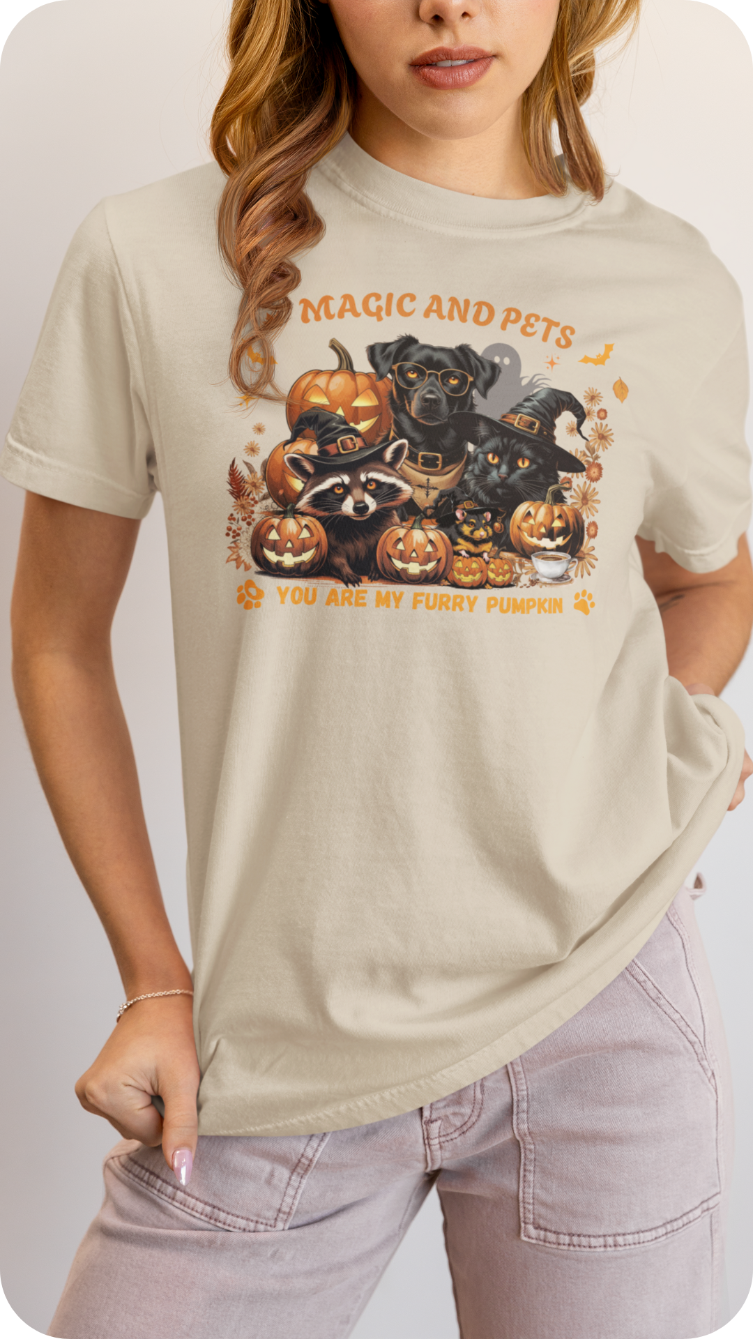 Halloween Pumpkin Pet Tee, Casual Halloween T-Shirt, Dog Lover Gift, Fall Apparel, Trick or Treat Shirt