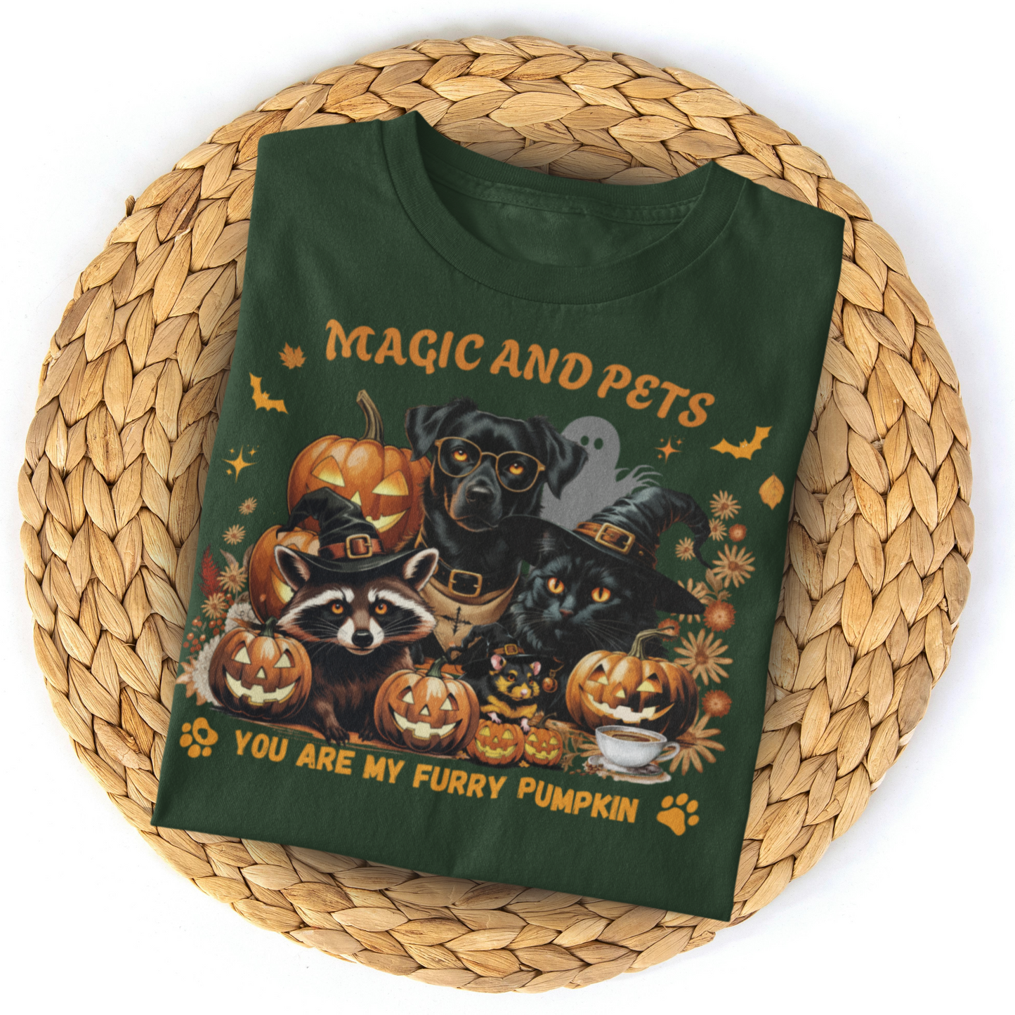 Halloween Pumpkin Pet Tee, Casual Halloween T-Shirt, Dog Lover Gift, Fall Apparel, Trick or Treat Shirt