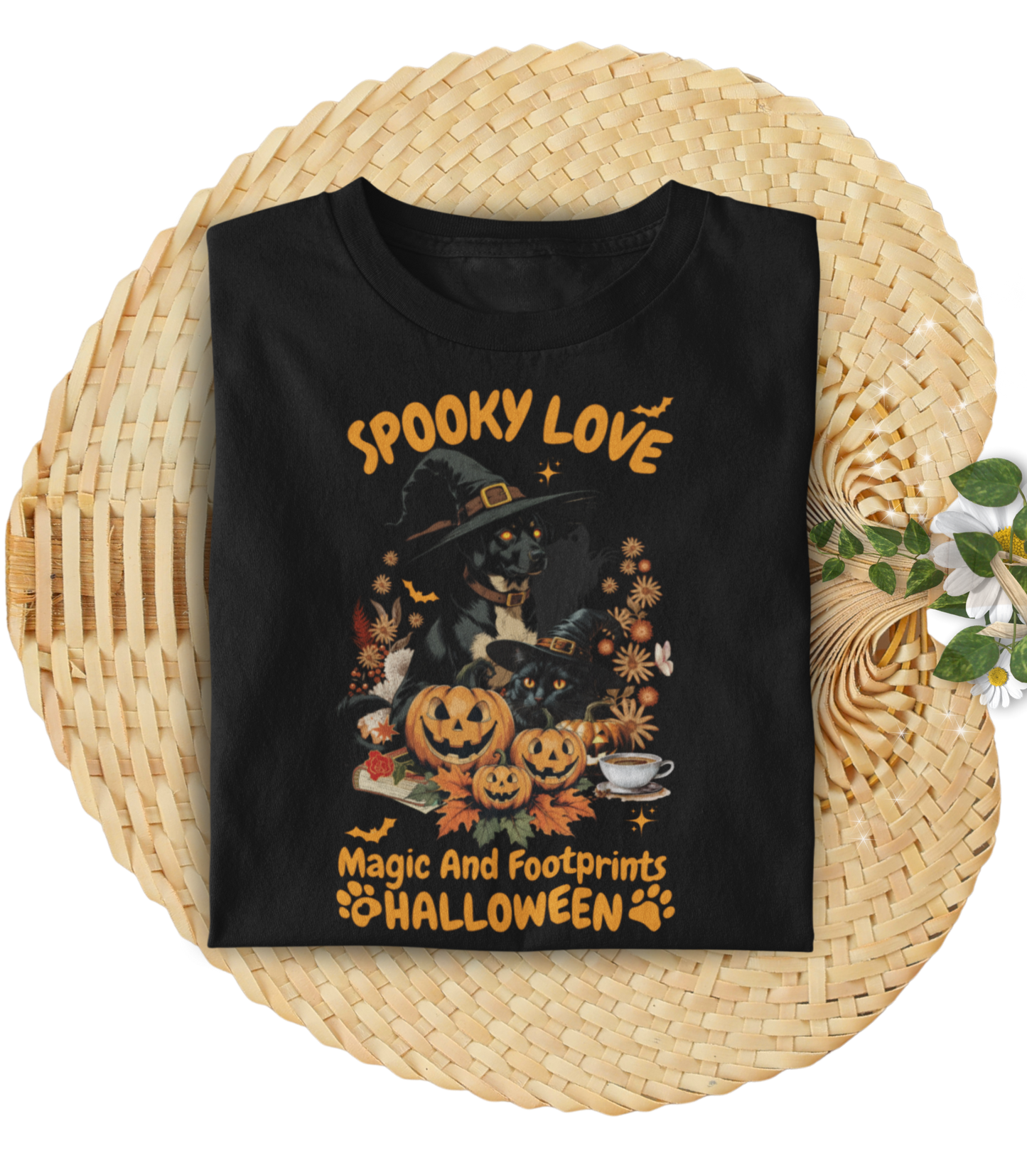 Halloween Spooky Love Tee, Unisex Jersey Tee, Fun Fall Shirt, Pumpkin Shirt, Magic Footprints, Halloween Costume Top