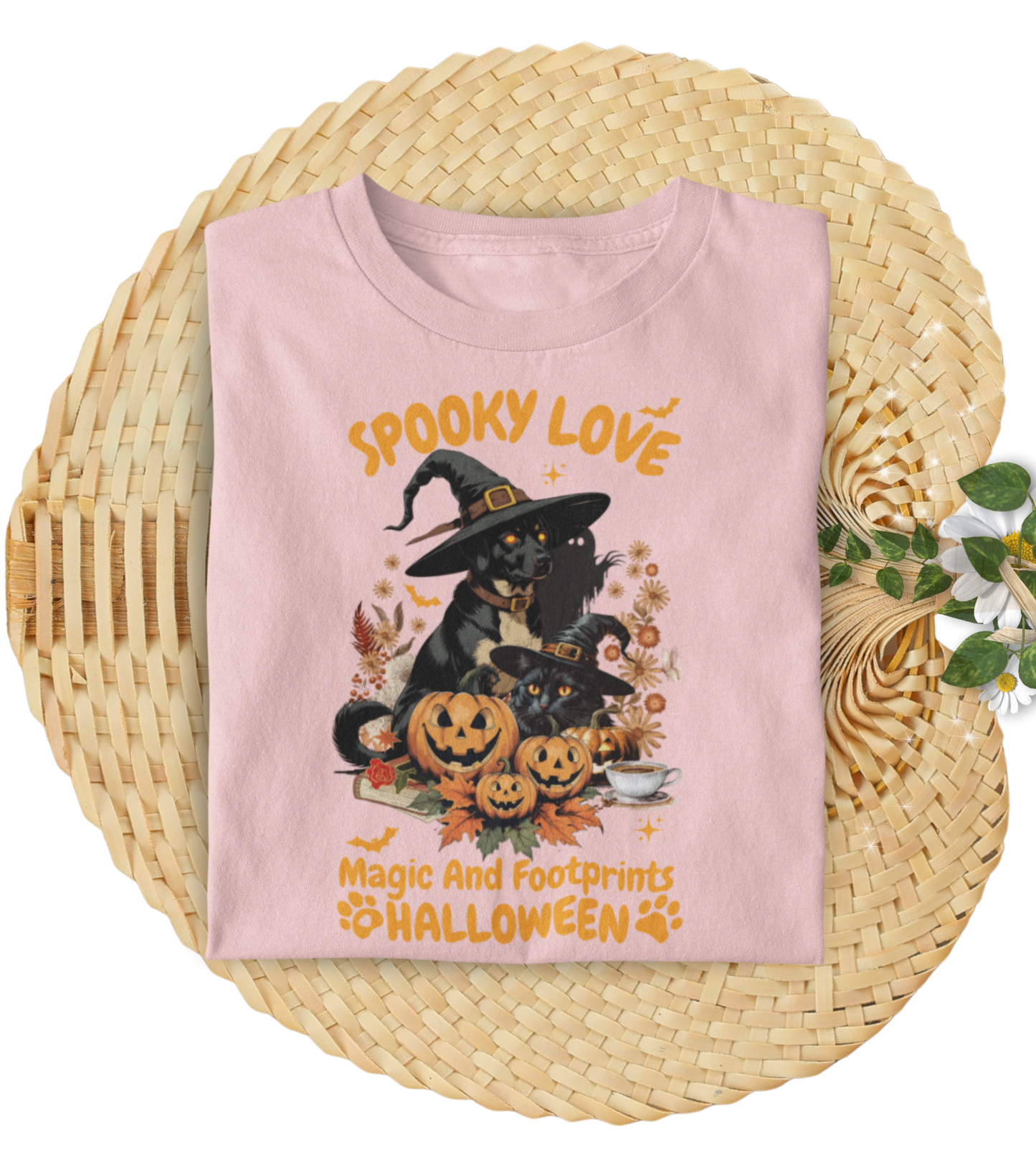 Halloween Spooky Love Tee, Unisex Jersey Tee, Fun Fall Shirt, Pumpkin Shirt, Magic Footprints, Halloween Costume Top