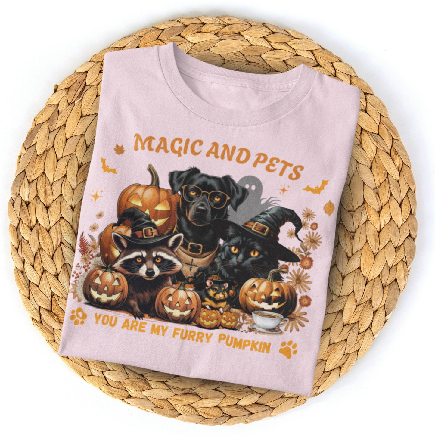 Halloween Pumpkin Pet Tee, Casual Halloween T-Shirt, Dog Lover Gift, Fall Apparel, Trick or Treat Shirt