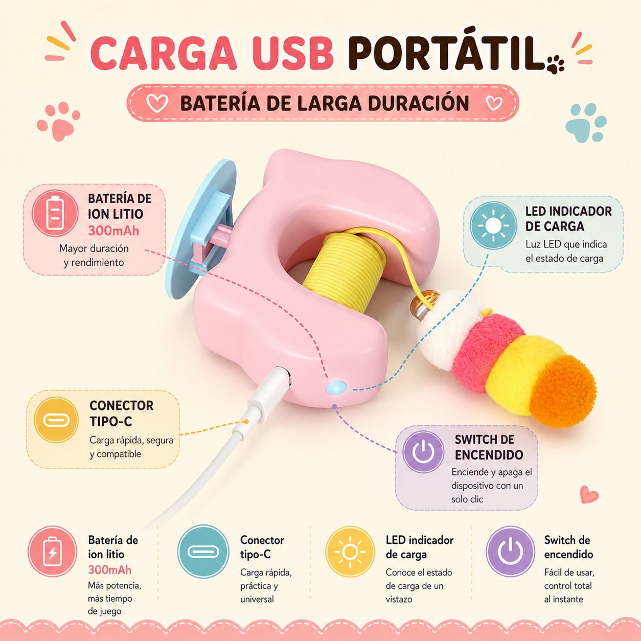 ELECTRIC BUNGEE YO-YO TOY FOR CATS