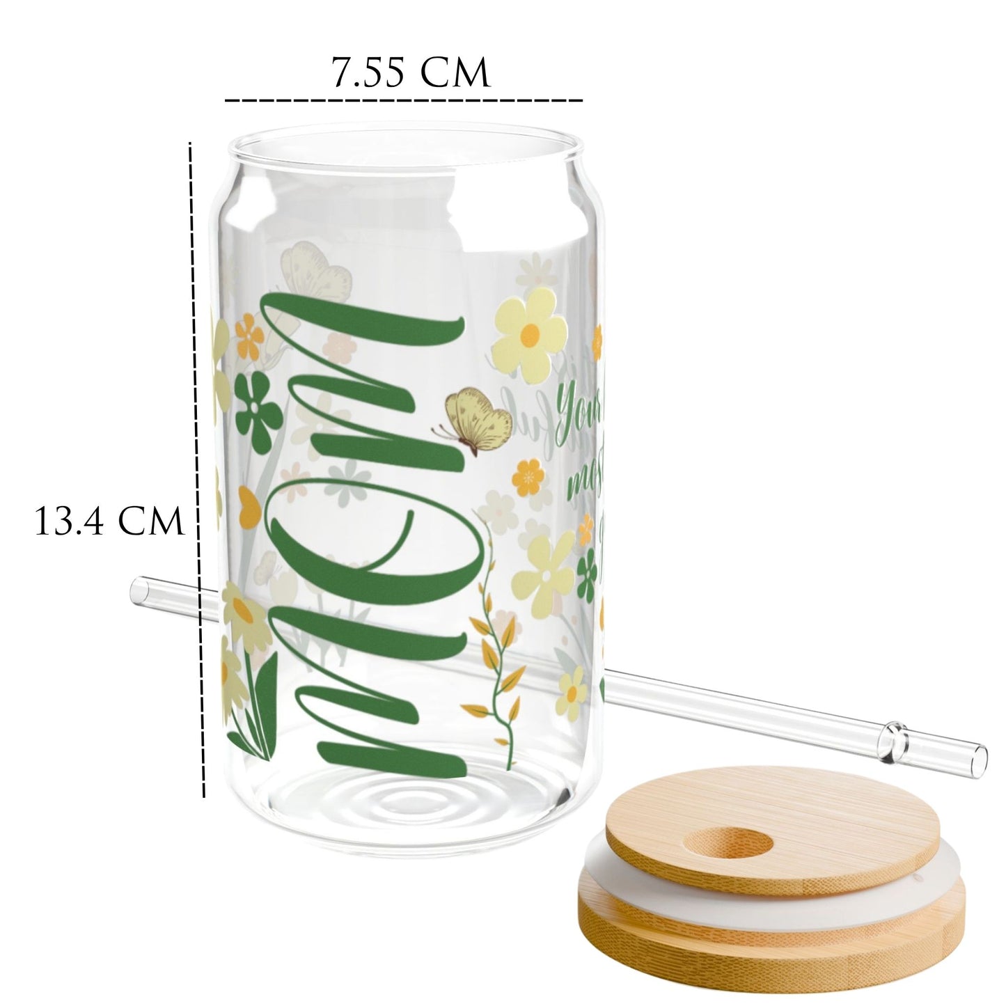 Floral Sipper Glass - Mother's Day Gift, 16oz Tumbler, Flower Design, Spring Decor, Gift for Mom, Glassware, Drinking Cup