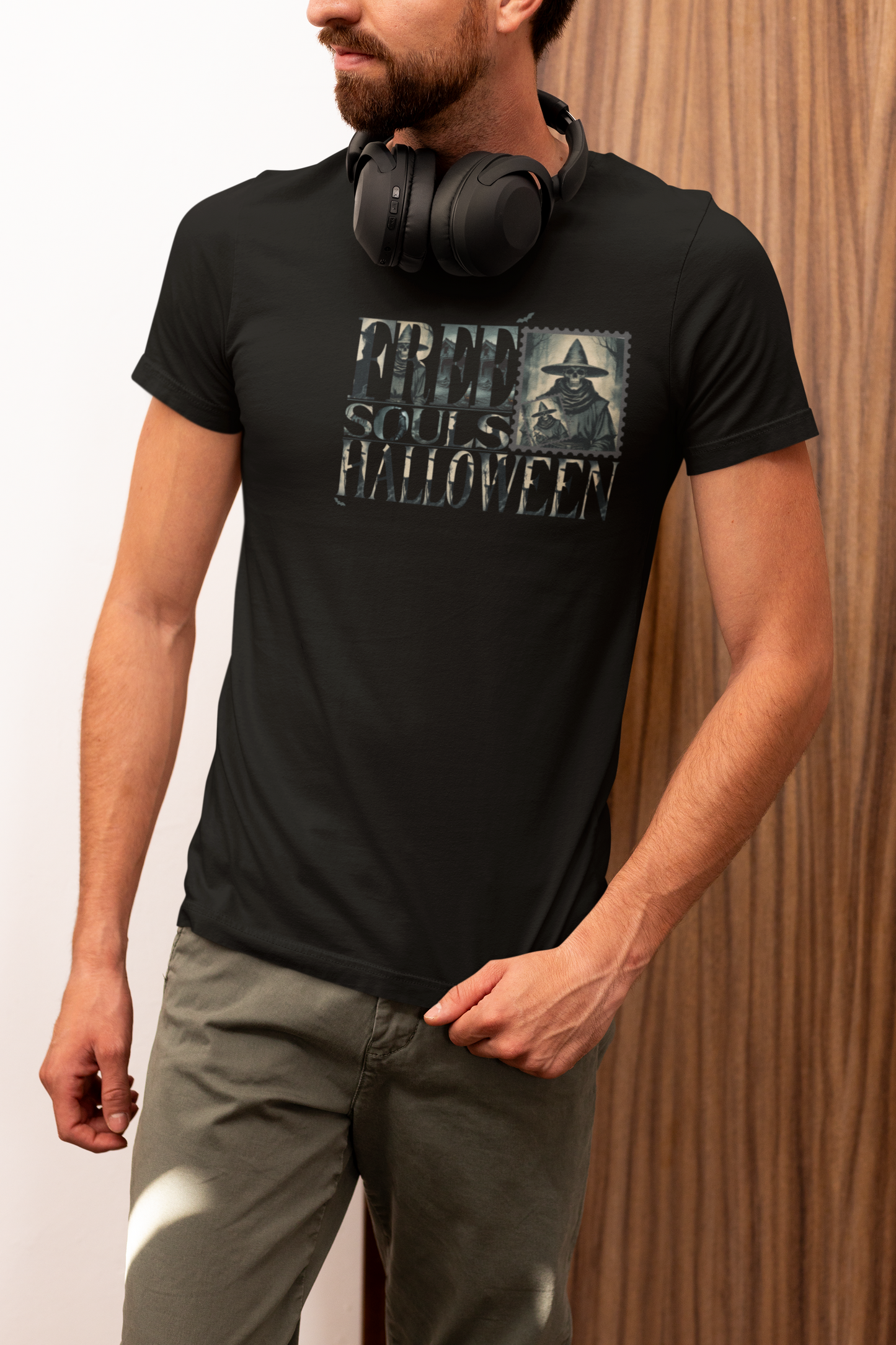 Men's Halloween T-shirt "Free Souls" - Fall Fashion with a Rebel Attitude and Free Spirit with a Gothic Touch and Wild Spirit