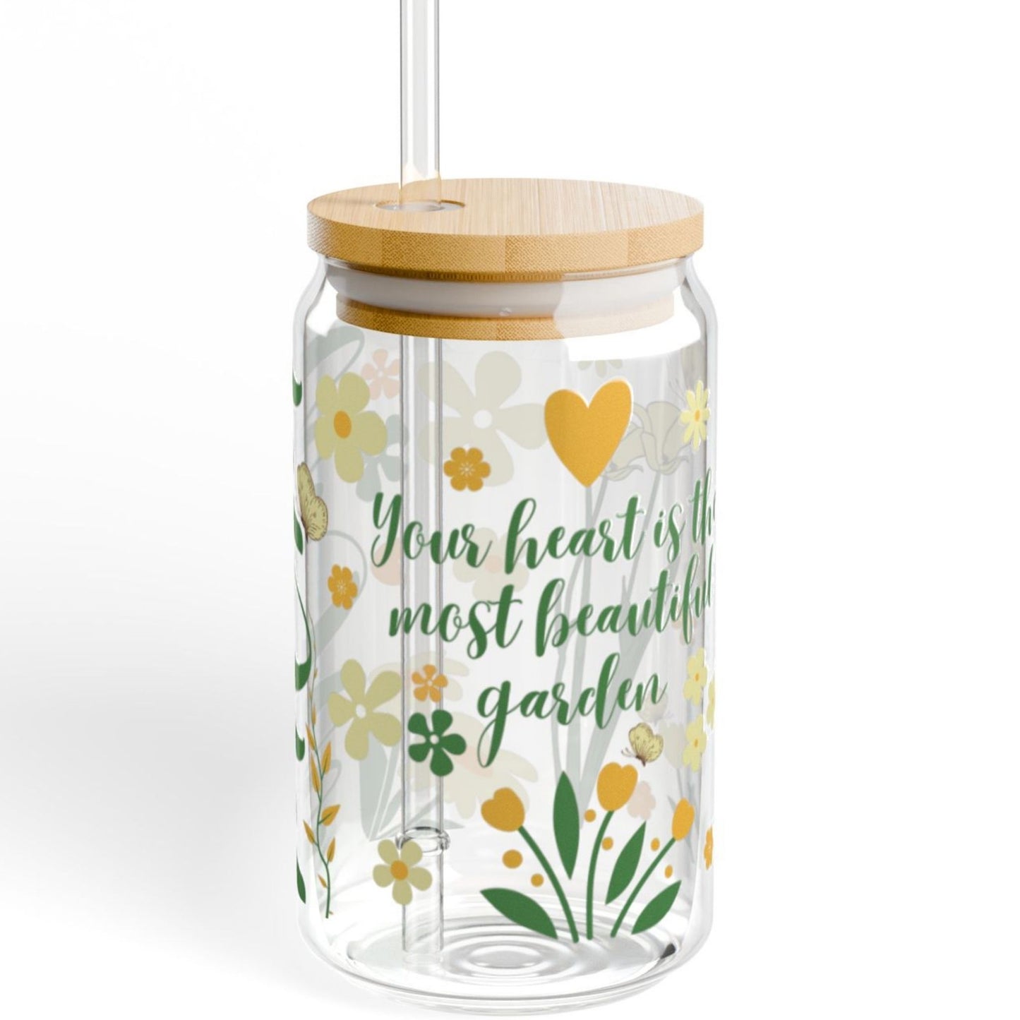 Floral Sipper Glass - Mother's Day Gift, 16oz Tumbler, Flower Design, Spring Decor, Gift for Mom, Glassware, Drinking Cup