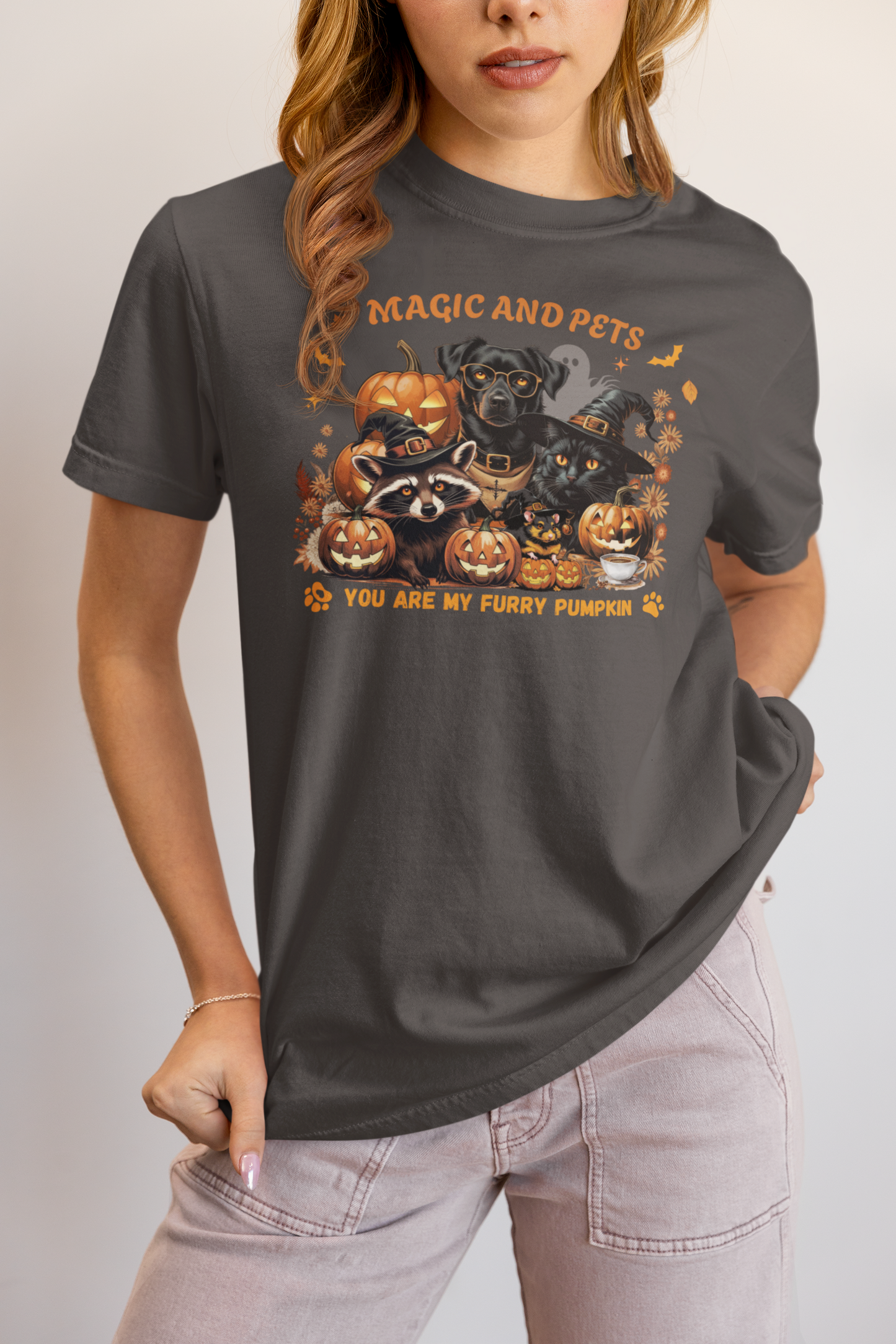 Halloween Pumpkin Pet Tee, Casual Halloween T-Shirt, Dog Lover Gift, Fall Apparel, Trick or Treat Shirt