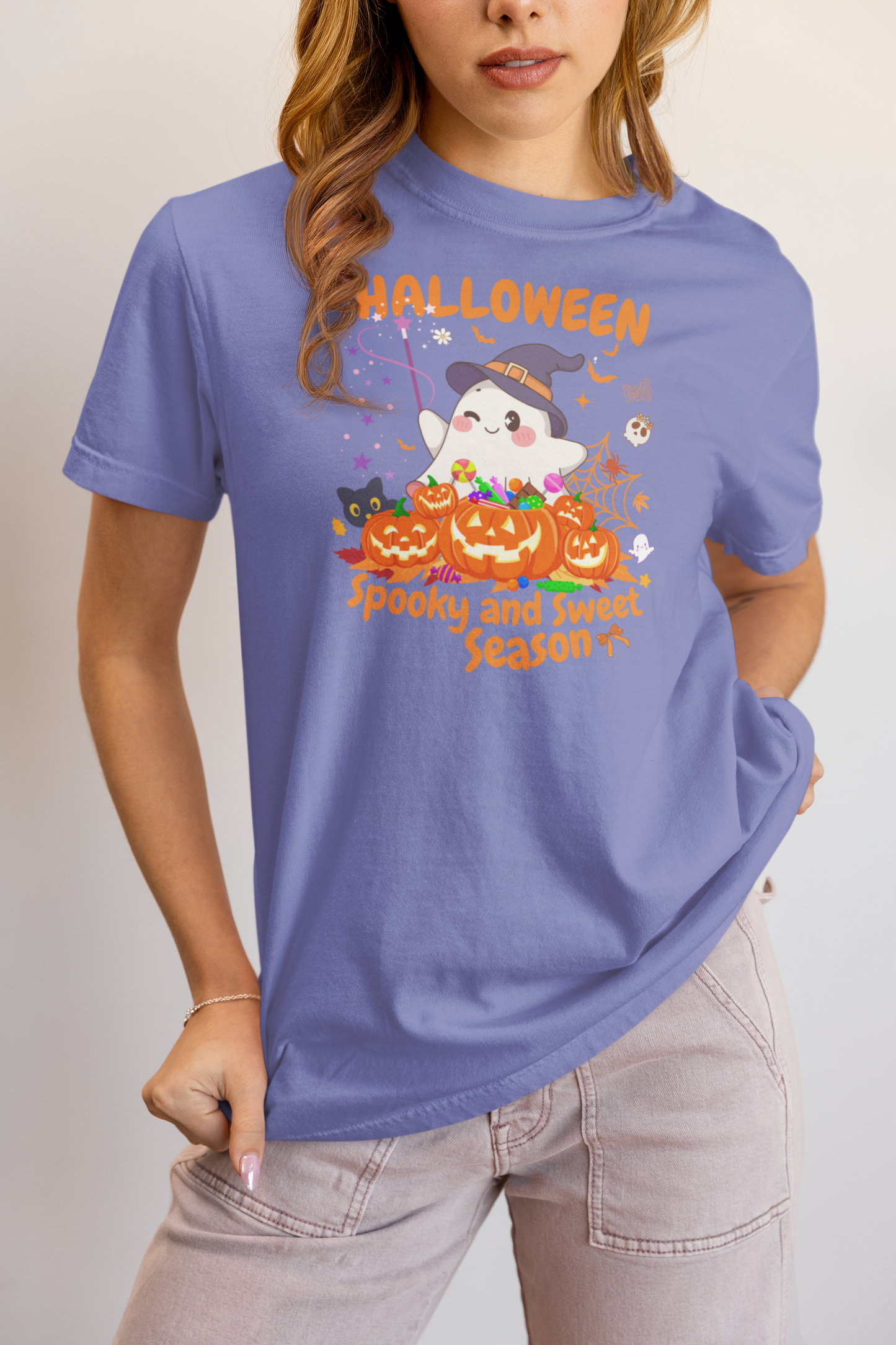 Spooky Ghost Halloween T-Shirt, Funny Halloween T-Shirt, Festive Casual Wear, Party Costume, Fall Clothes.