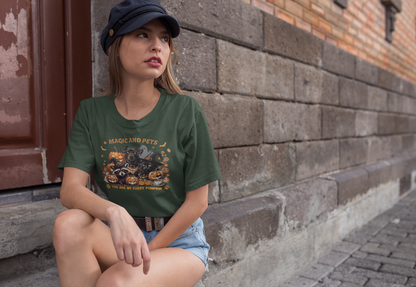 Halloween Pumpkin Pet Tee, Casual Halloween T-Shirt, Dog Lover Gift, Fall Apparel, Trick or Treat Shirt