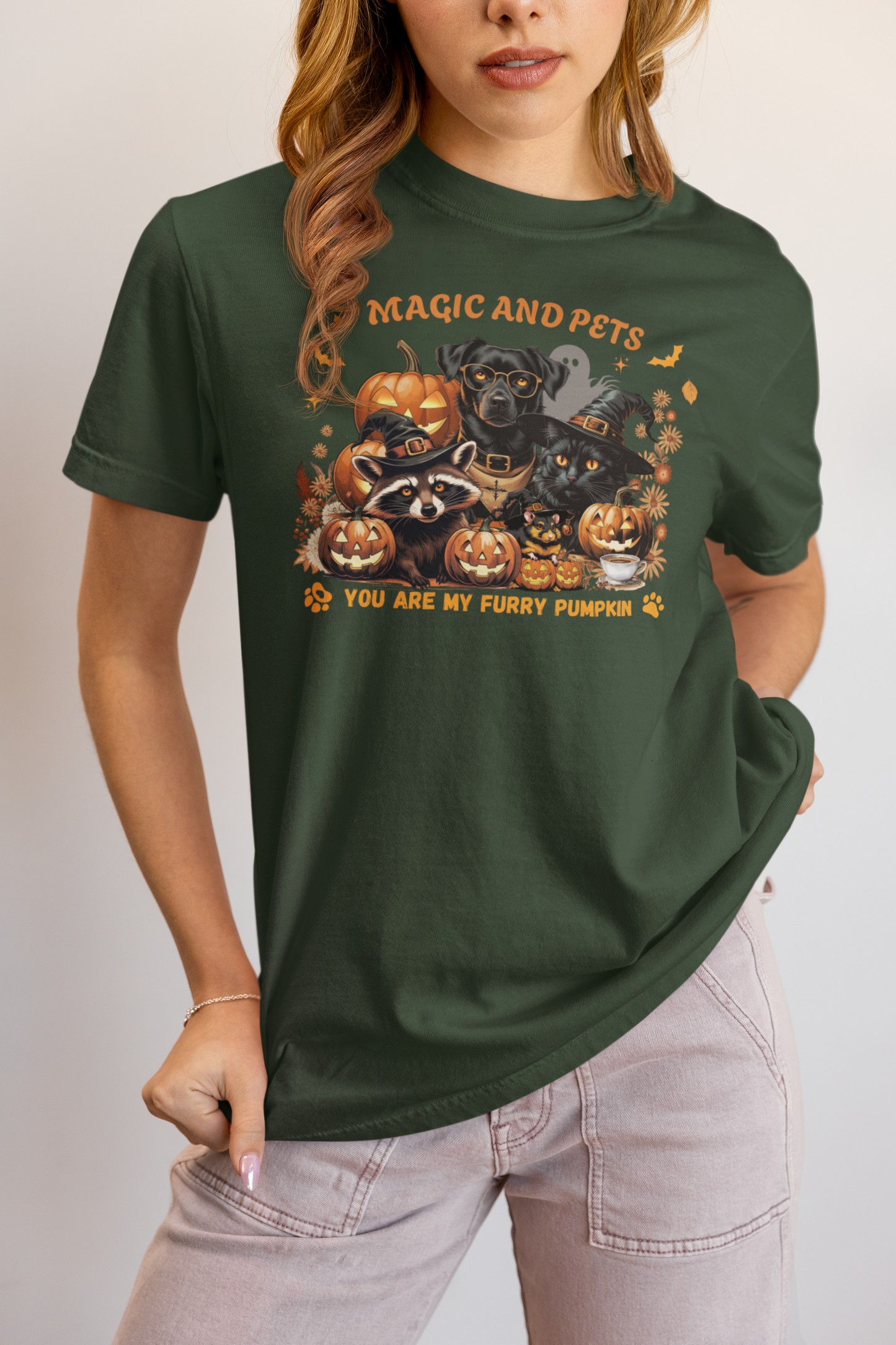 Halloween Pumpkin Pet Tee, Casual Halloween T-Shirt, Dog Lover Gift, Fall Apparel, Trick or Treat Shirt