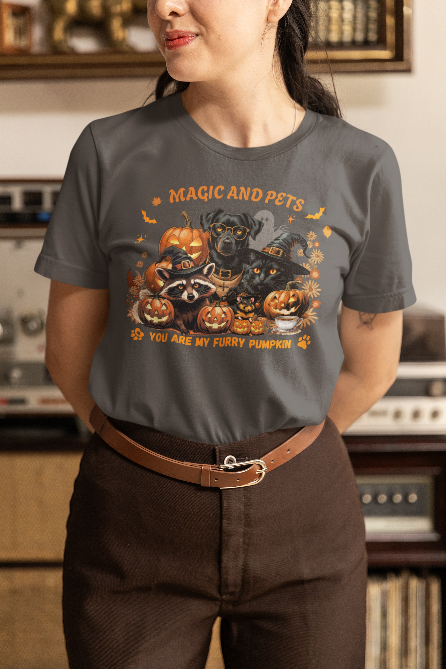 Halloween Pumpkin Pet Tee, Casual Halloween T-Shirt, Dog Lover Gift, Fall Apparel, Trick or Treat Shirt