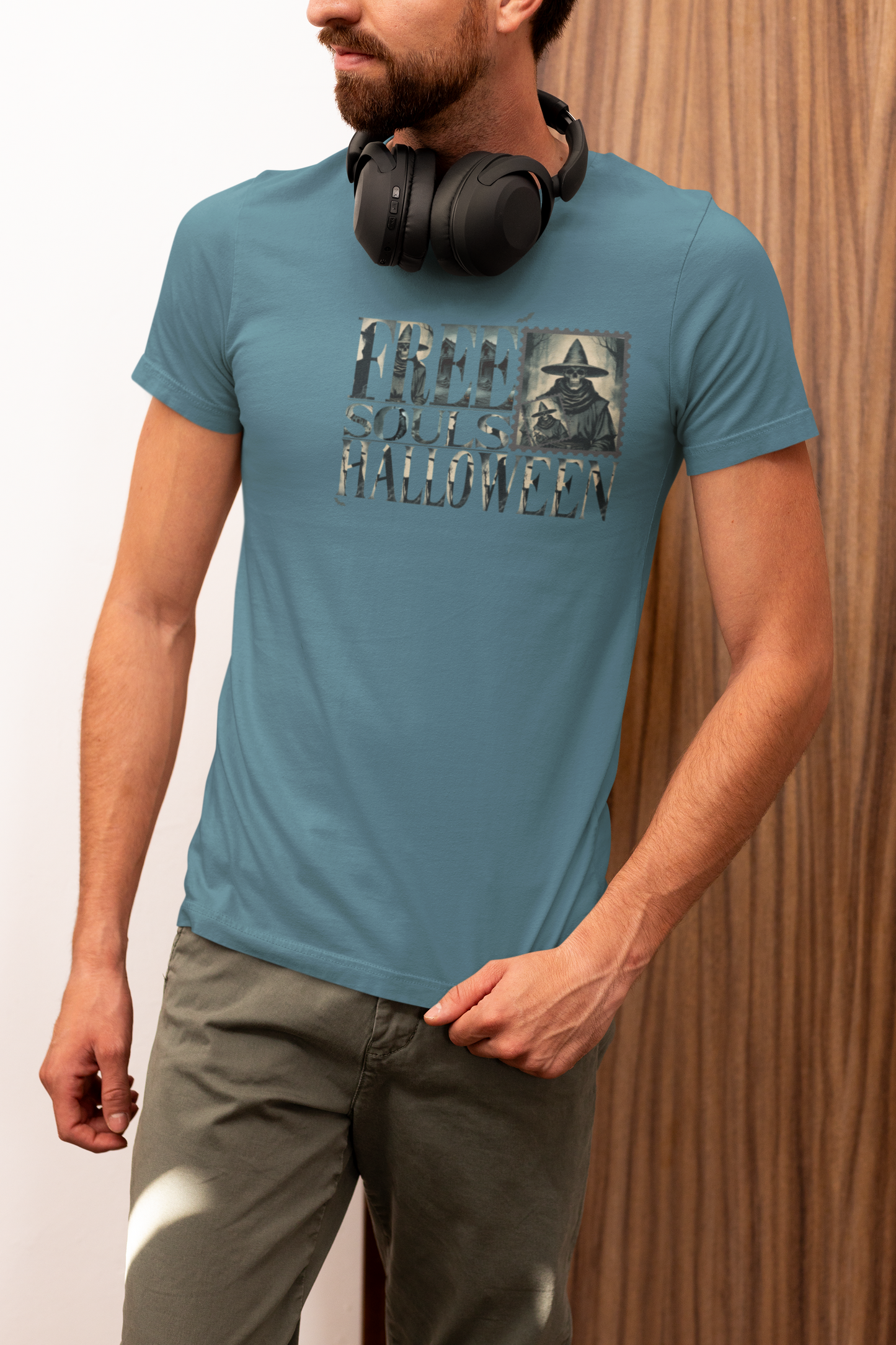 Men's Halloween T-shirt "Free Souls" - Fall Fashion with a Rebel Attitude and Free Spirit with a Gothic Touch and Wild Spirit