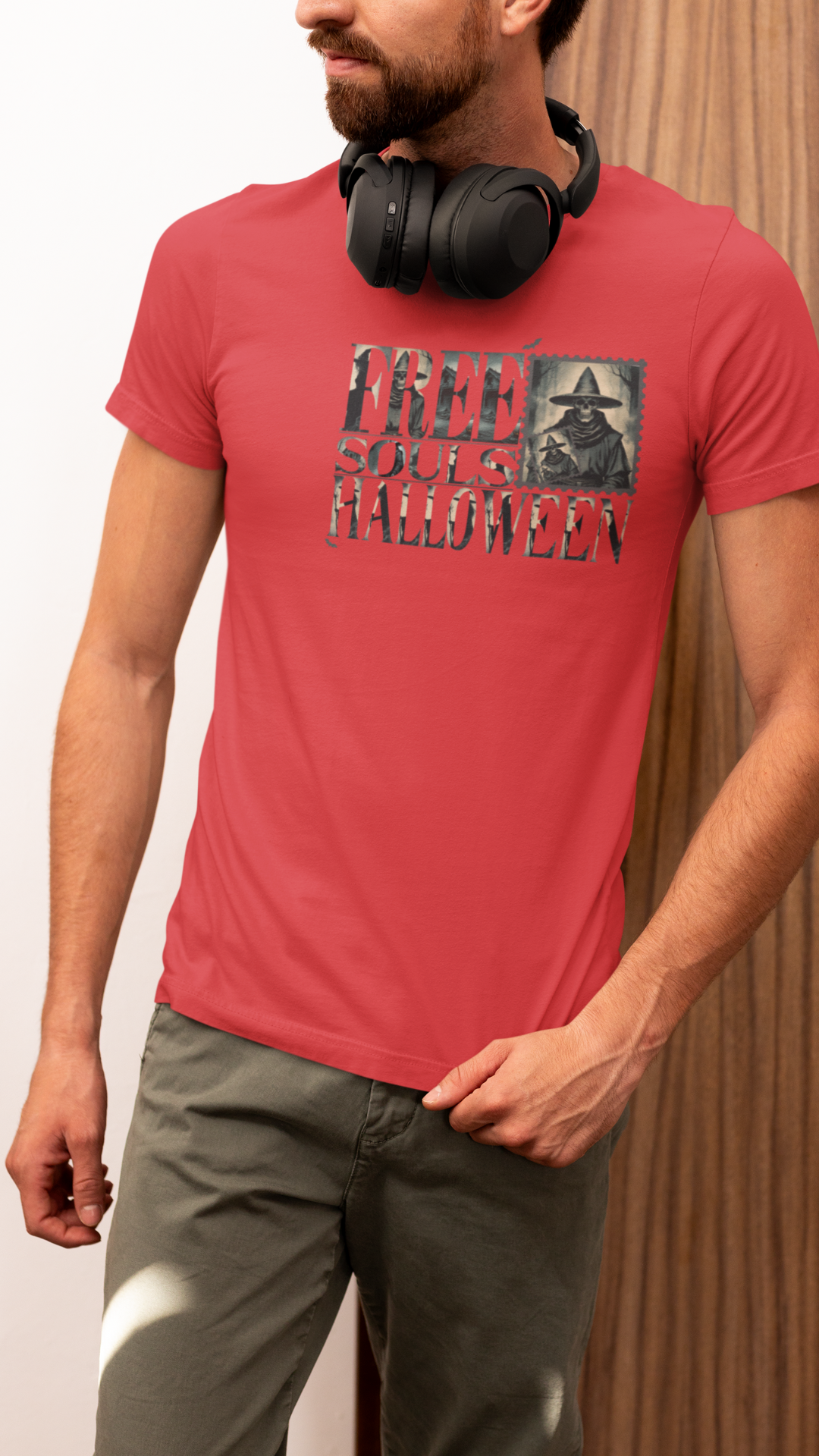 Men's Halloween T-shirt "Free Souls" - Fall Fashion with a Rebel Attitude and Free Spirit with a Gothic Touch and Wild Spirit