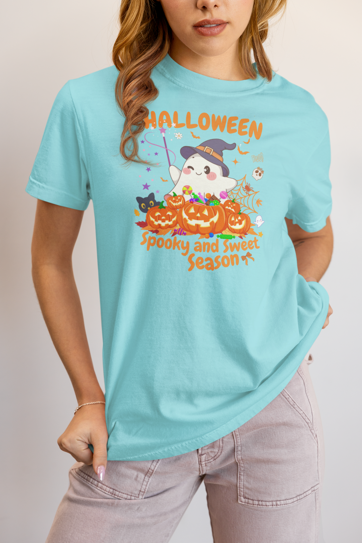 Spooky Ghost Halloween T-Shirt, Funny Halloween T-Shirt, Festive Casual Wear, Party Costume, Fall Clothes.