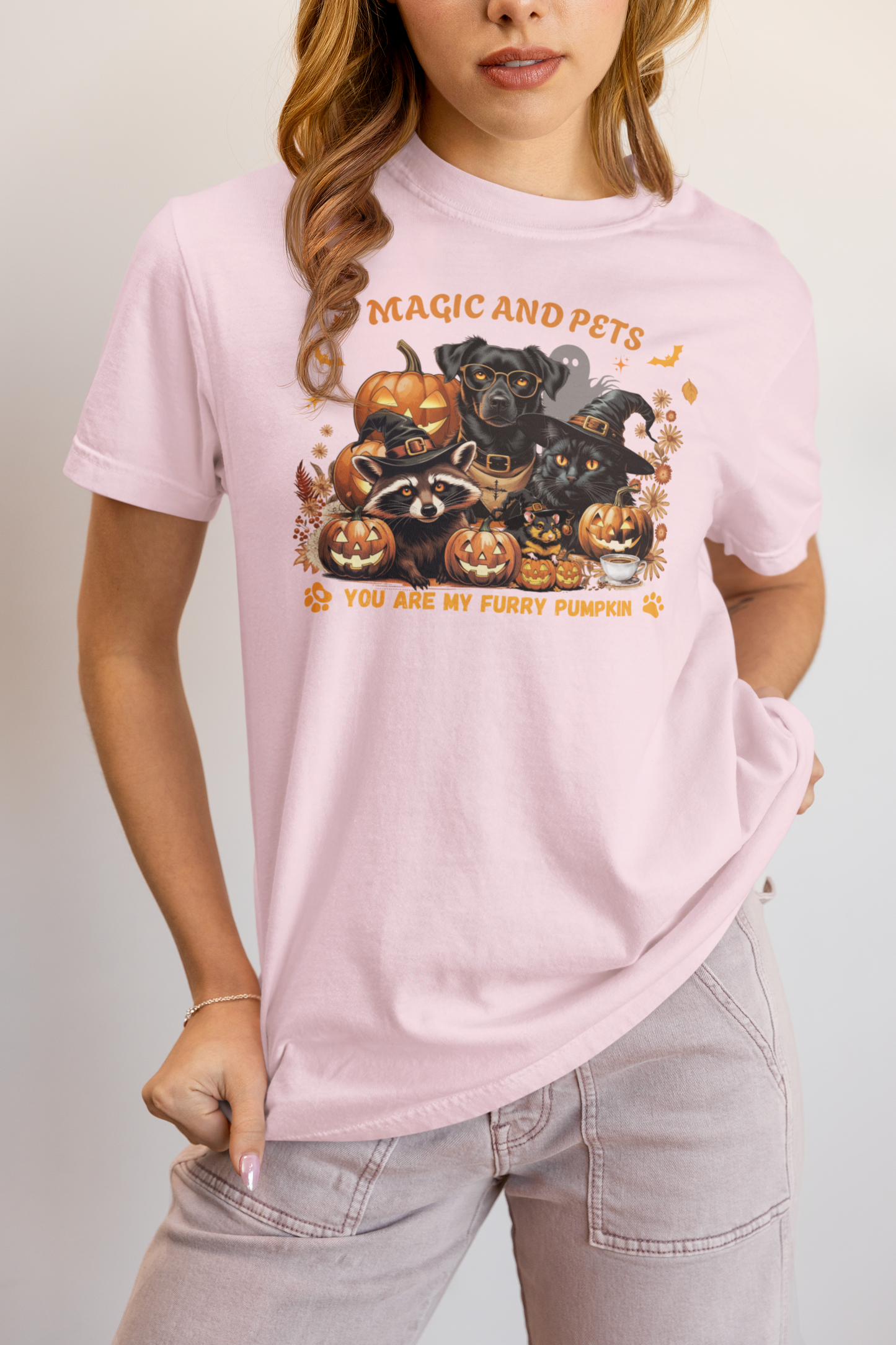 Halloween Pumpkin Pet Tee, Casual Halloween T-Shirt, Dog Lover Gift, Fall Apparel, Trick or Treat Shirt