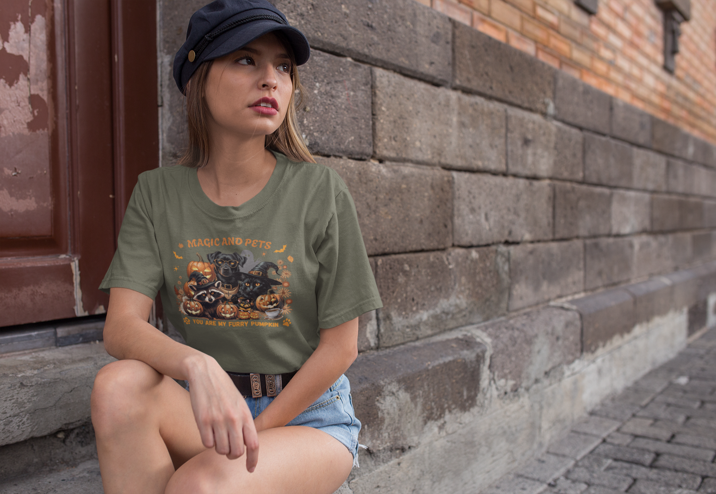 Halloween Pumpkin Pet Tee, Casual Halloween T-Shirt, Dog Lover Gift, Fall Apparel, Trick or Treat Shirt