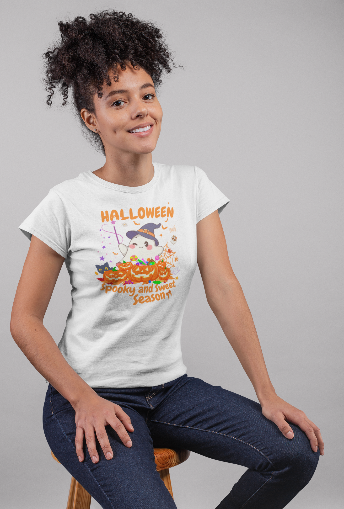 Spooky Ghost Halloween T-Shirt, Funny Halloween T-Shirt, Festive Casual Wear, Party Costume, Fall Clothes.
