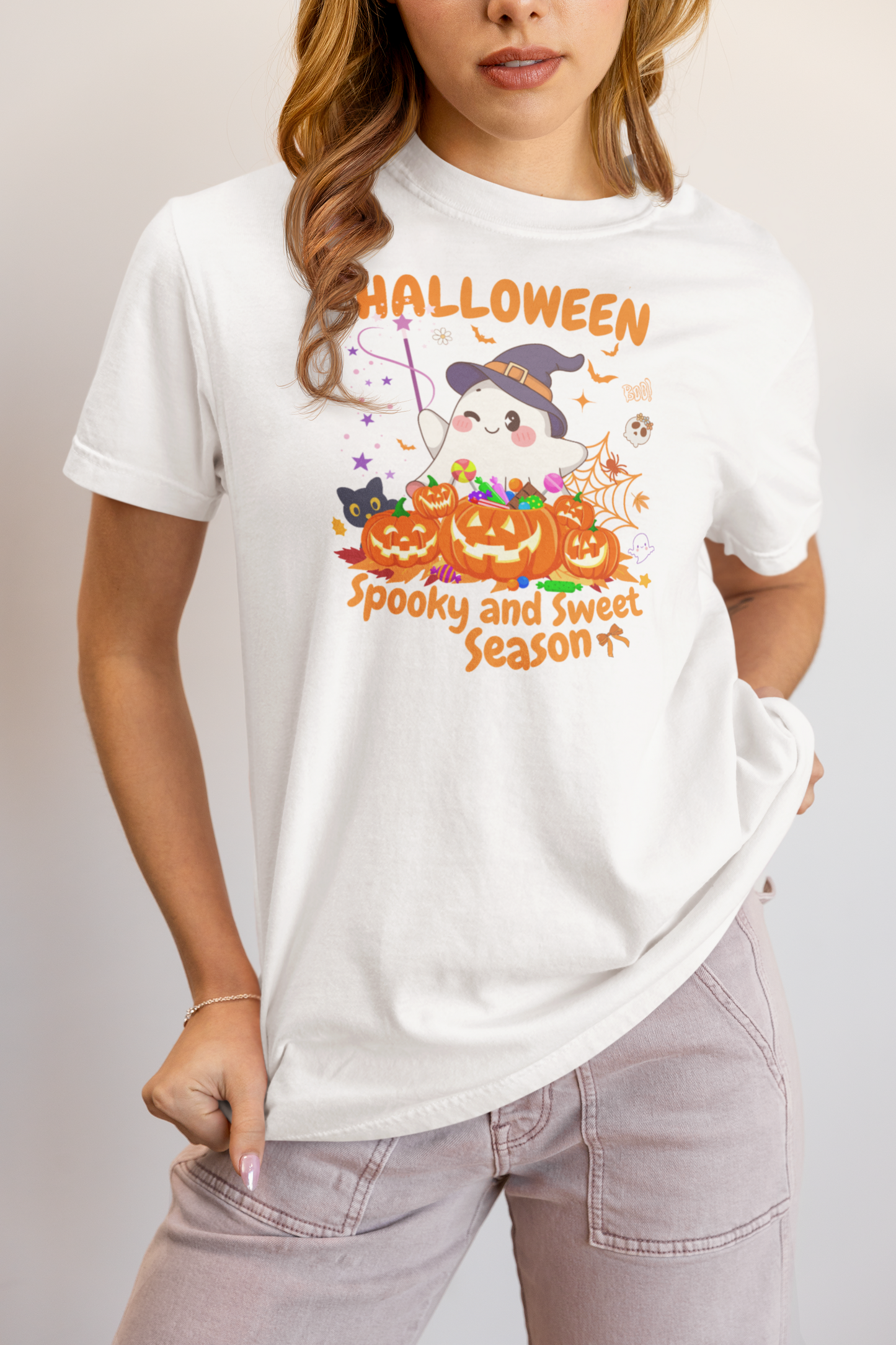 Spooky Ghost Halloween T-Shirt, Funny Halloween T-Shirt, Festive Casual Wear, Party Costume, Fall Clothes.