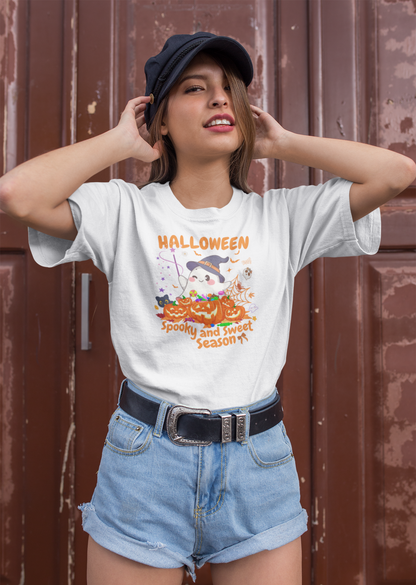 Spooky Ghost Halloween T-Shirt, Funny Halloween T-Shirt, Festive Casual Wear, Party Costume, Fall Clothes.